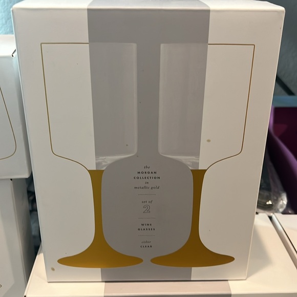 Anthropologie Morgan Metallic Wine Glasses, NIP - Picture 4 of 4